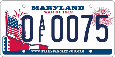 MD license plate 0AF0075