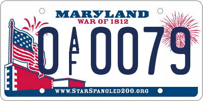 MD license plate 0AF0079