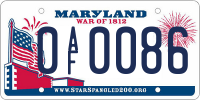 MD license plate 0AF0086