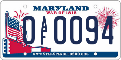 MD license plate 0AF0094