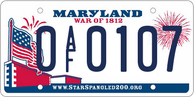 MD license plate 0AF0107