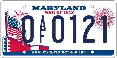 MD license plate 0AF0121