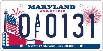 MD license plate 0AF0131