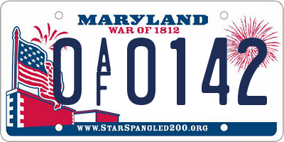 MD license plate 0AF0142