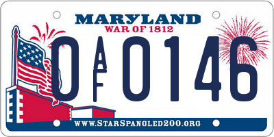 MD license plate 0AF0146