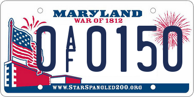 MD license plate 0AF0150