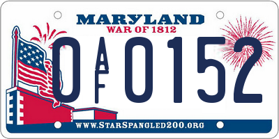 MD license plate 0AF0152