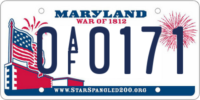 MD license plate 0AF0171