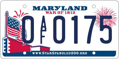 MD license plate 0AF0175