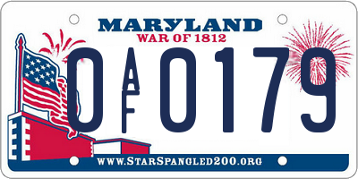 MD license plate 0AF0179