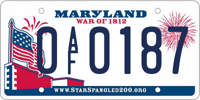 MD license plate 0AF0187