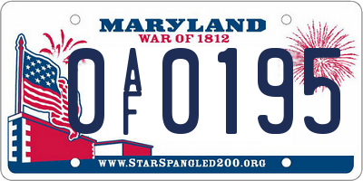 MD license plate 0AF0195