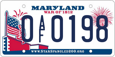 MD license plate 0AF0198