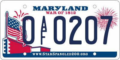 MD license plate 0AF0207