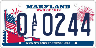 MD license plate 0AF0244