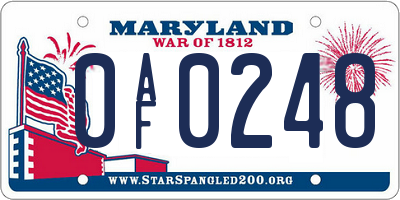 MD license plate 0AF0248