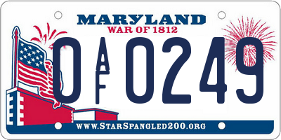 MD license plate 0AF0249