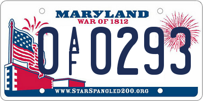 MD license plate 0AF0293