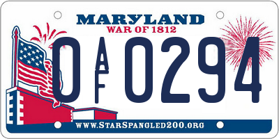 MD license plate 0AF0294