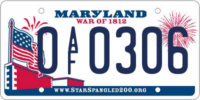 MD license plate 0AF0306