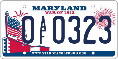 MD license plate 0AF0323