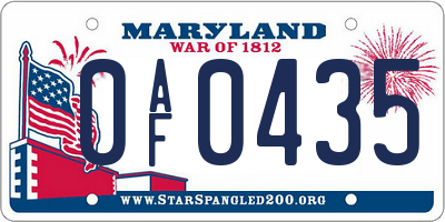 MD license plate 0AF0435