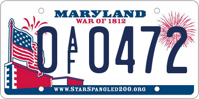 MD license plate 0AF0472