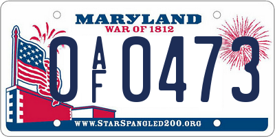 MD license plate 0AF0473