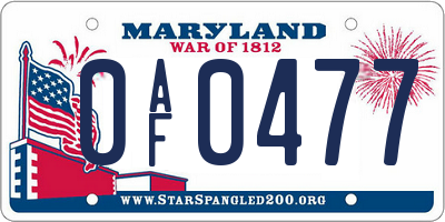 MD license plate 0AF0477