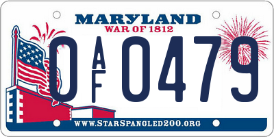 MD license plate 0AF0479