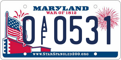 MD license plate 0AF0531