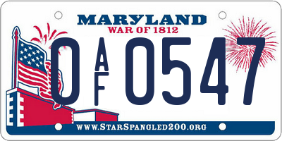MD license plate 0AF0547