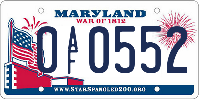 MD license plate 0AF0552