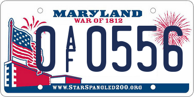 MD license plate 0AF0556