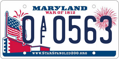 MD license plate 0AF0563