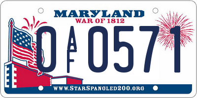 MD license plate 0AF0571