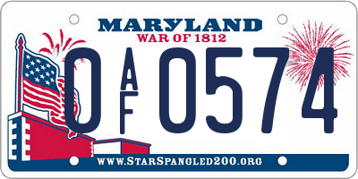 MD license plate 0AF0574