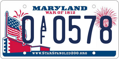 MD license plate 0AF0578