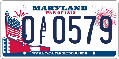 MD license plate 0AF0579