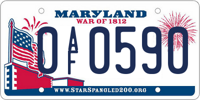 MD license plate 0AF0590