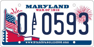 MD license plate 0AF0593