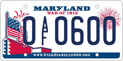 MD license plate 0AF0600