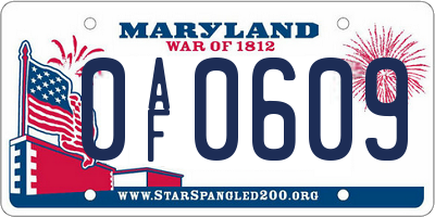 MD license plate 0AF0609