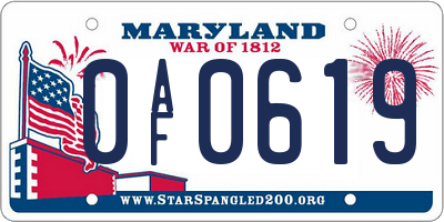 MD license plate 0AF0619