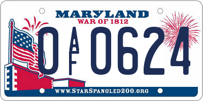 MD license plate 0AF0624