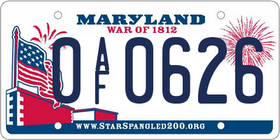 MD license plate 0AF0626