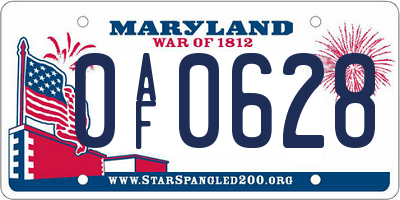 MD license plate 0AF0628