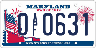 MD license plate 0AF0631