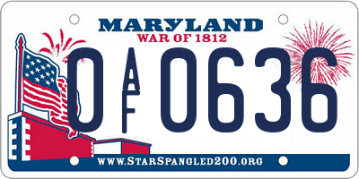 MD license plate 0AF0636
