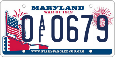 MD license plate 0AF0679